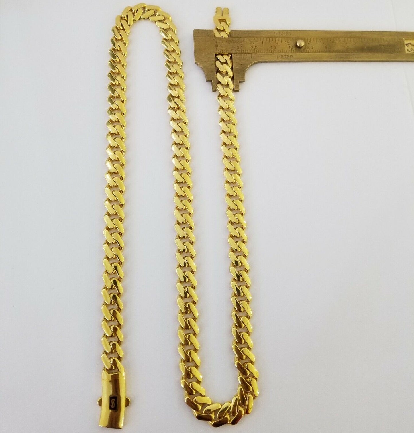 Real 10k Gold Miami Cuban Link Royal 9mm Monaco chain and Bracelet Set ,Necklace