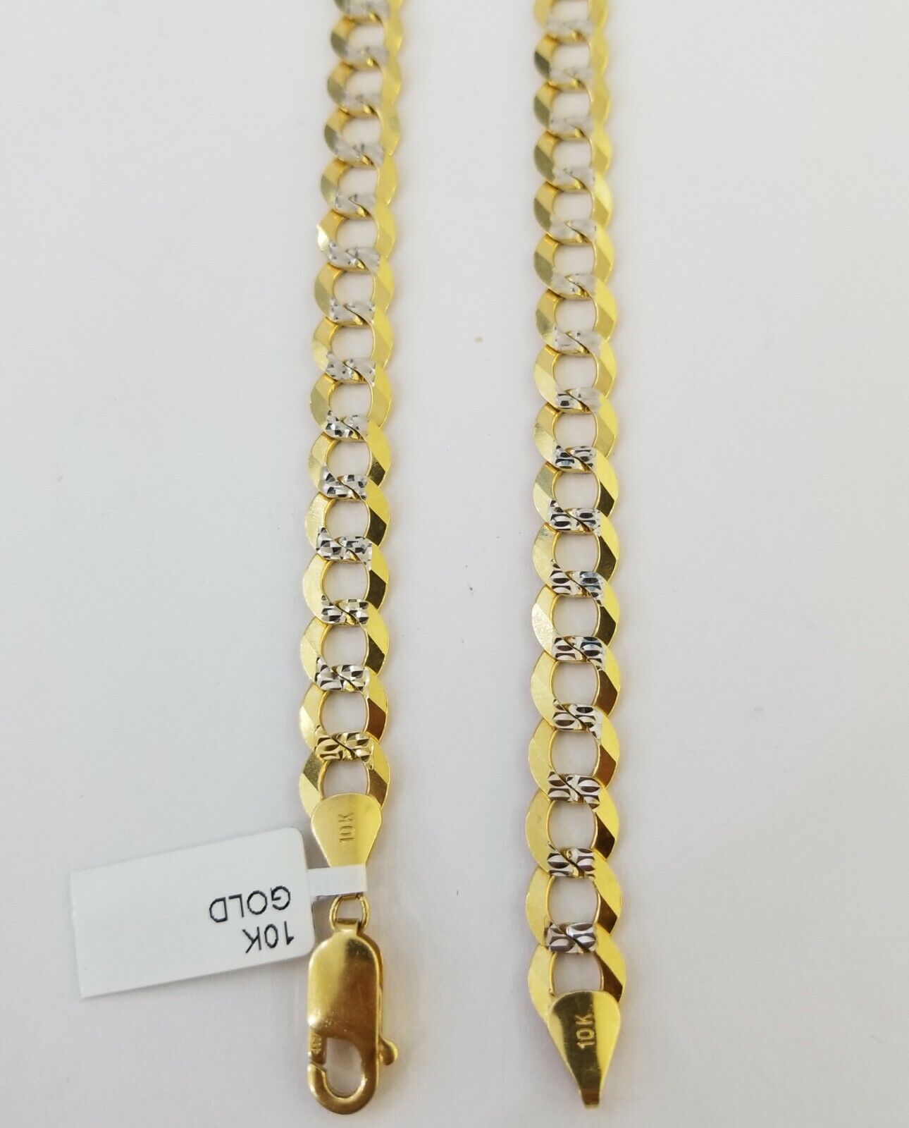 Solid REAL Yellow Gold 10k Cuban Curb Link necklace 8mm gold chain w diamond cut