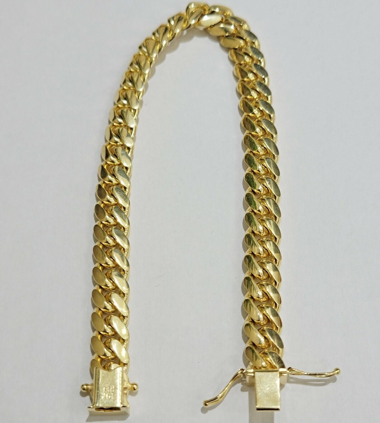 Solid Gold Cuban Link Ladies Bracelet 8mm 7.5" REAL 10k Yellow Gold Box Lock