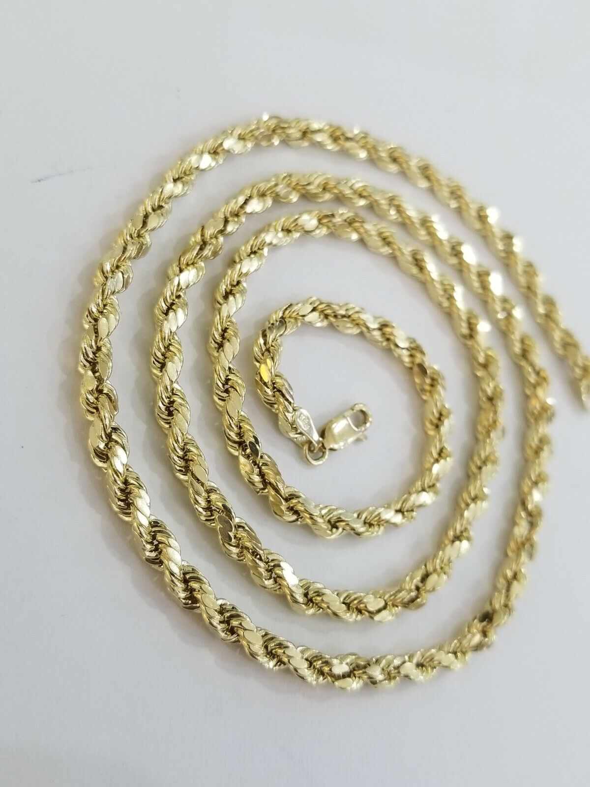 REAL 10k Yellow Gold Rope Chain 26" 4mm Diamond Cut Men Necklace