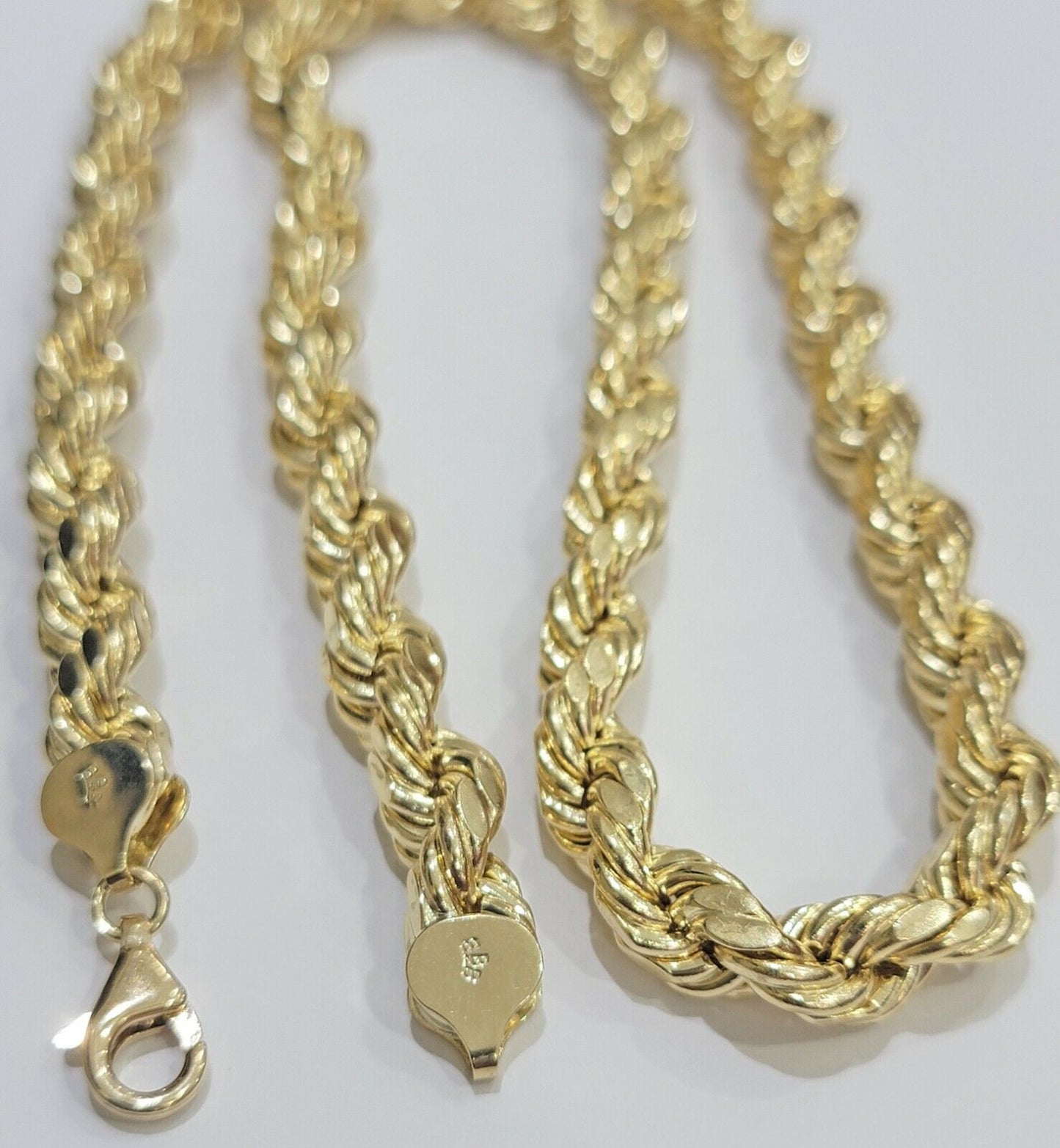 Mens 10K Yellow Gold Rope Chain Thick Necklace 26" 8mm REAL 10KT Diamond cuts