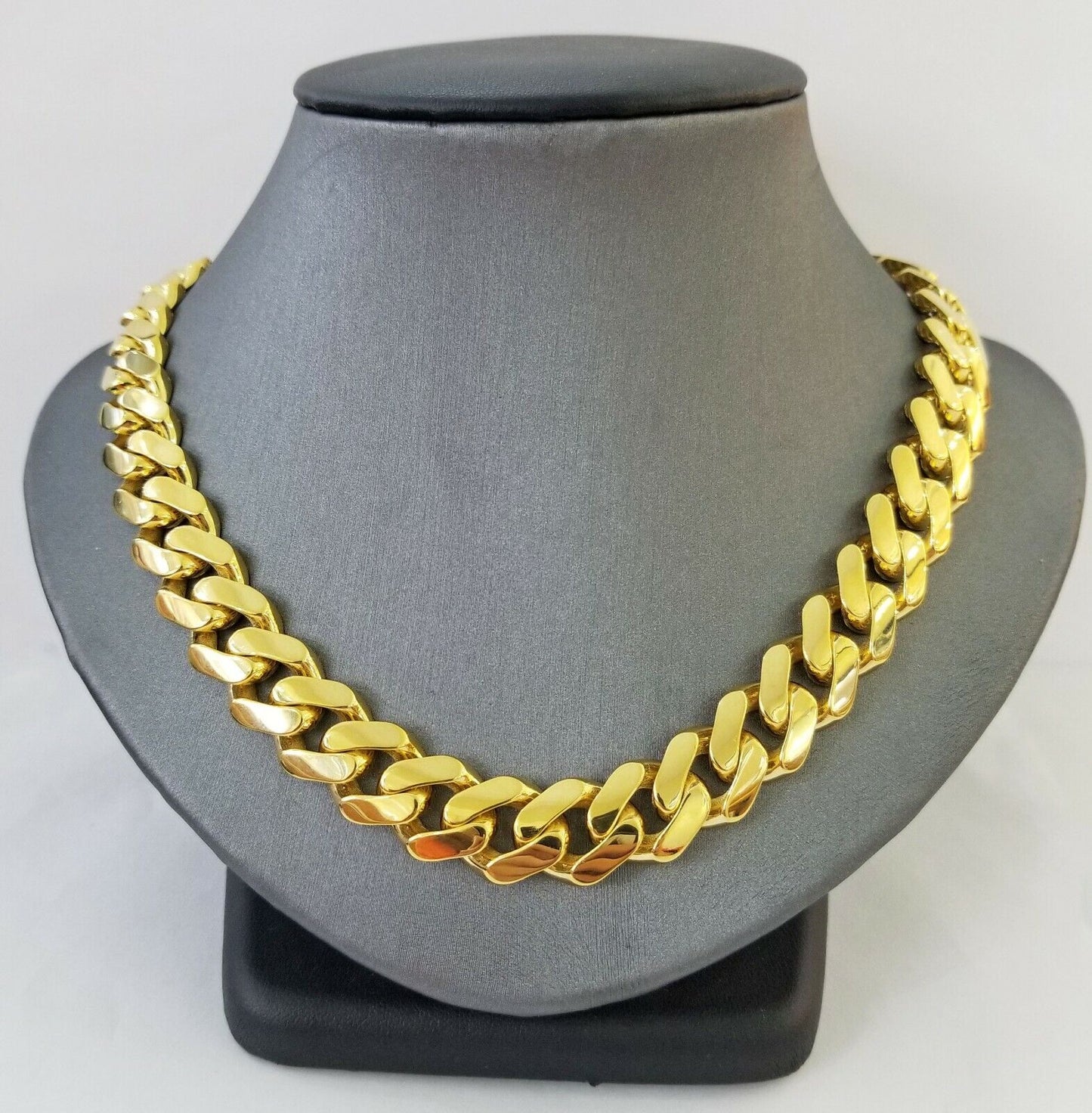 10k Real Gold Miami Cuban Link Chain Monaco 24 inch 13mm Real THICK necklace Men