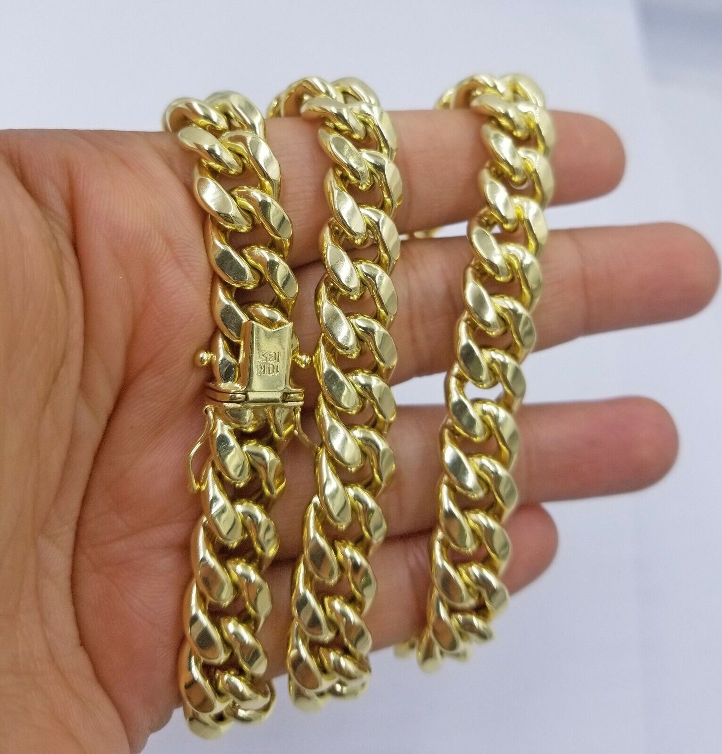 Mens 10K Yellow Gold 26" 11mm Chain Miami Cuban Link Necklace Box Lock REAL 10KT