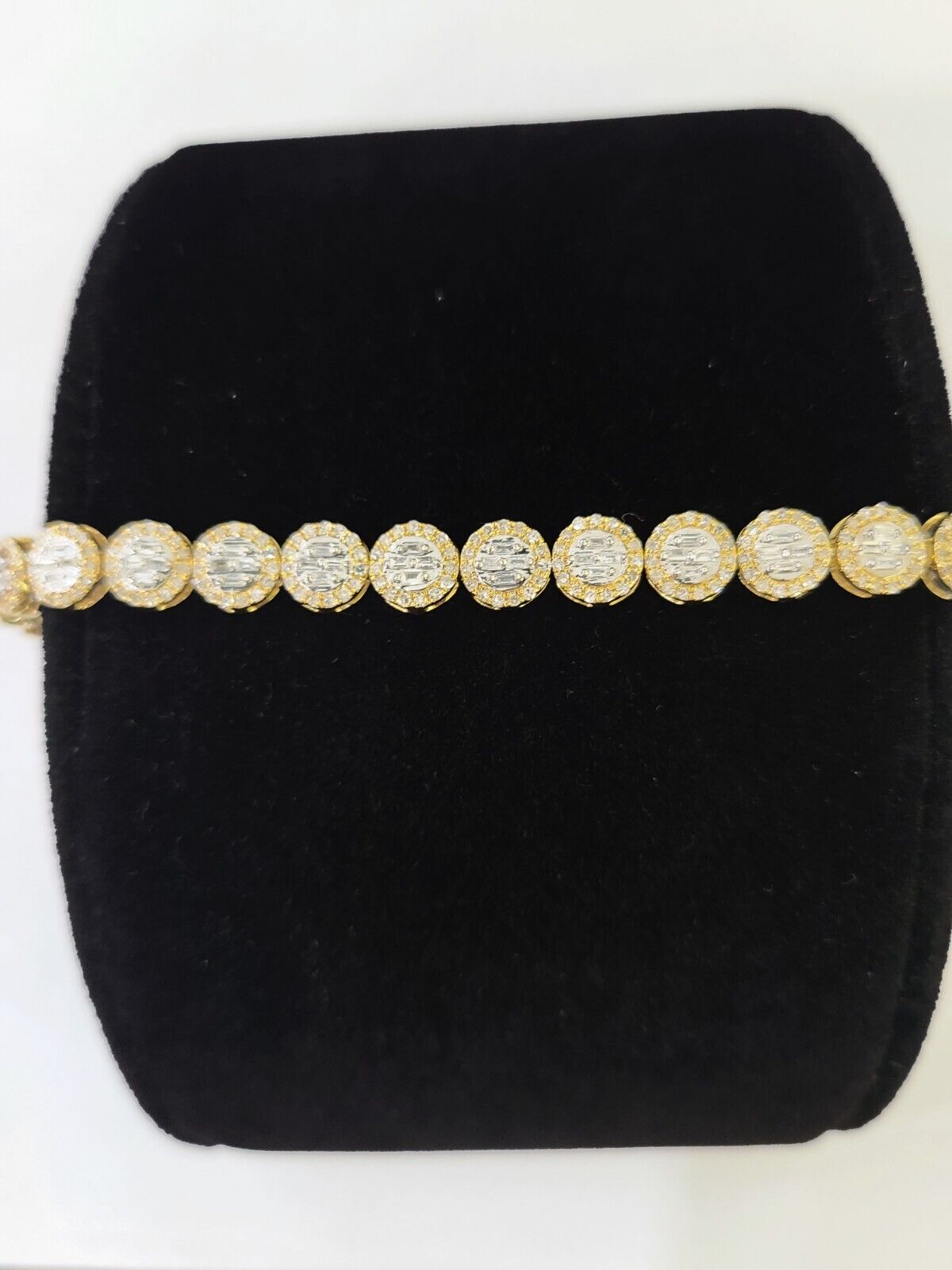 10K Yellow Gold Diamond Bracelet Women Ladies 7" REAL Genuine Gold