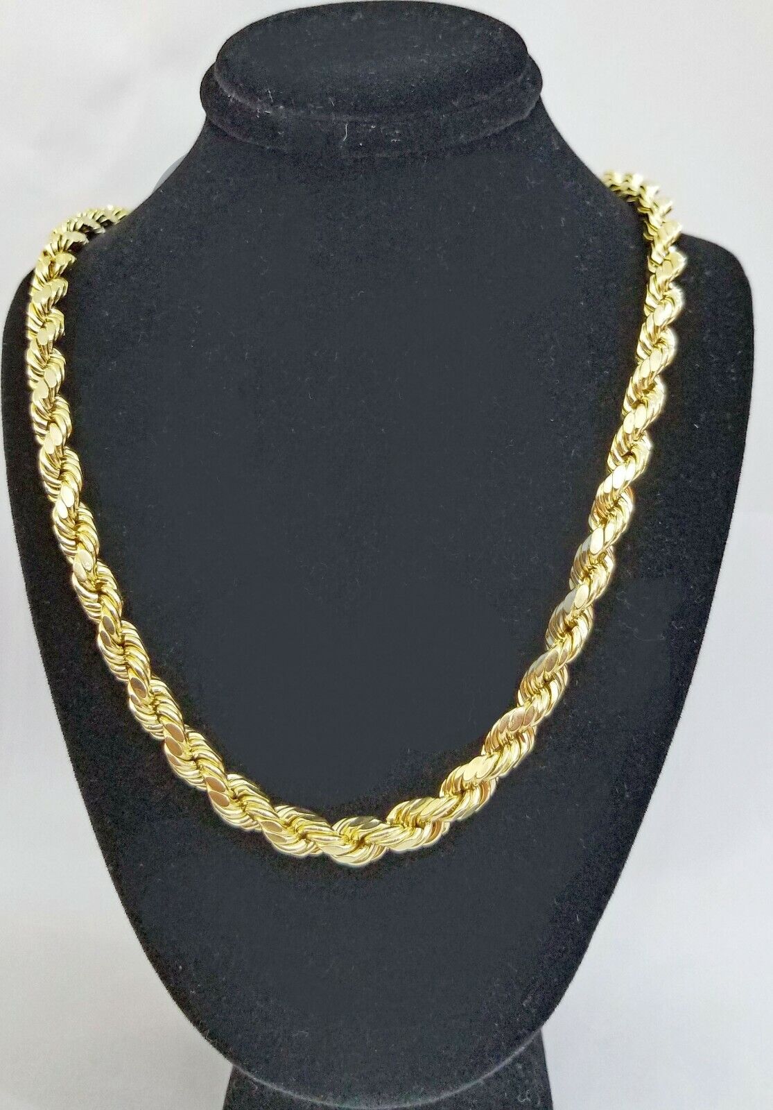 REAL 10K Gold Rope Chain 7mm 26 Inch Men Necklace Gold Diamond Cut