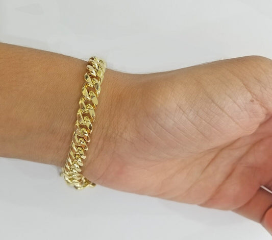 Real 14K Yellow Gold Bracelet Miami Cuban  8" Inch 7mm 14kt Gold Pura Oro