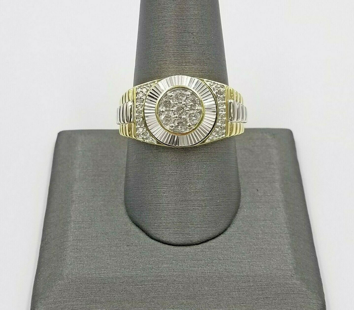 Mens Ring 10K Yellow White Gold 1/2CT Diamond Band REAL GOLD DIAMOND Sizable ,10