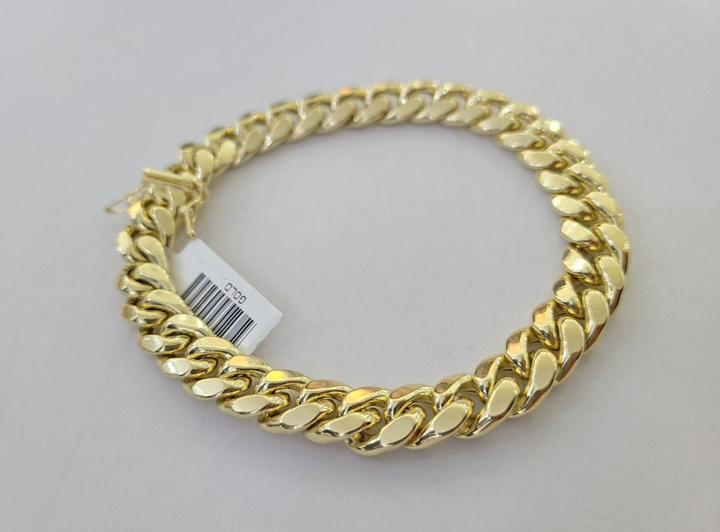 Real 14K Yellow Gold Miami Cuban Bracelet 8.5" Inch 10mm 14K Box Clasp Link