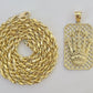 10K Yellow Gold Crown Pendent 4mm Rope Chain 18" 20" 22"24"26" Inch