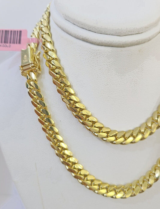 14k Gold Miami Cuban Link Chain Necklace 7mm 22" Box Lock REAL Genuine