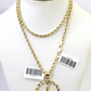 10k Gold Rope Chain & Round Charm \ Pendent SET 3mm 22 Inches Necklace