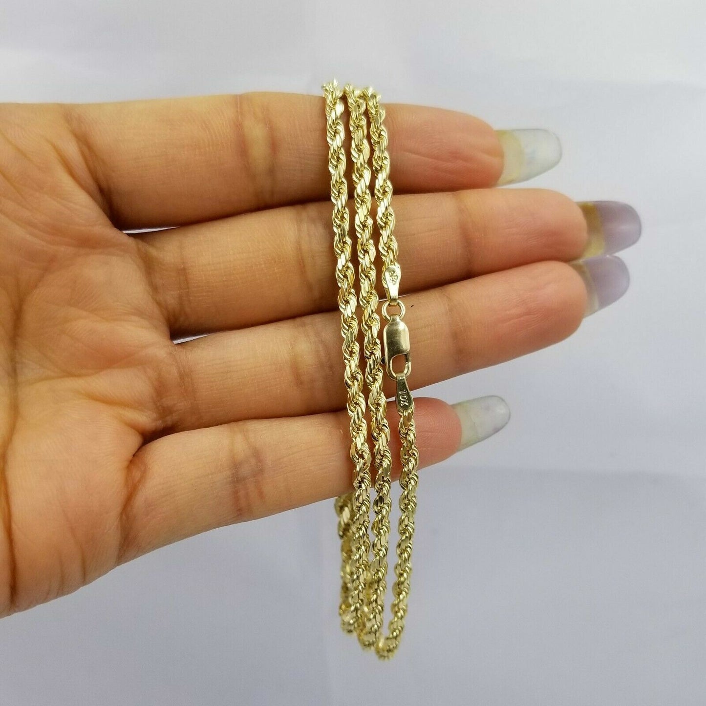 Real 10k Gold Rope chain Necklace 3.5mm 18" 20" 22" 24" 26" 28" 10kt Yellow Gold