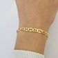 REAL 10k Yellow Gold Bracelet  6mm Anchor Mariner 8" Inch Lobster Lock