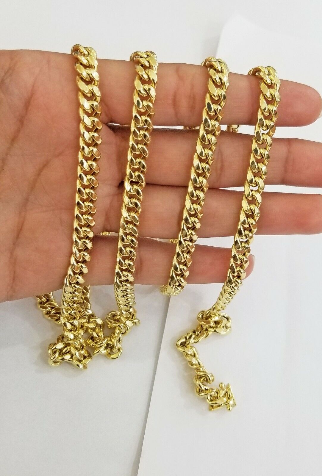 Real 10k yellow Gold Men Necklace chain 7mm 20" Miami Cuban Chain Box Lock