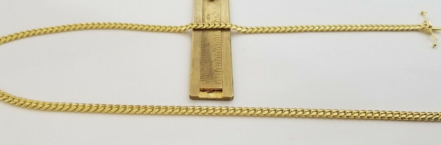 ladies 14k Yellow Gold Necklace Chain Women Cuban link  4mm 18" Box Lock Real