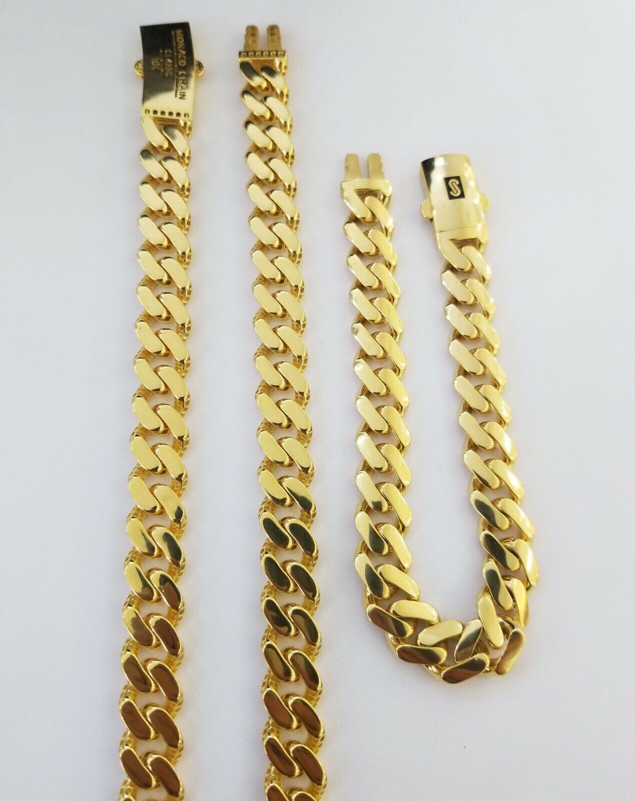 10k Gold Cuban Link Royal 11mm Monaco chain and Bracelet  10kt Real gold set