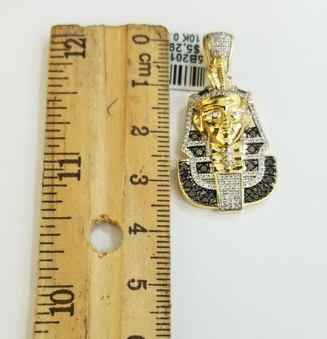 10k Gold Pharaoh Head Pendant Real Diamond  Charm