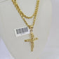 10k Gold INRI Jesus Pendant Rope Chain 3mm 24'' Necklace Set Real Genuine