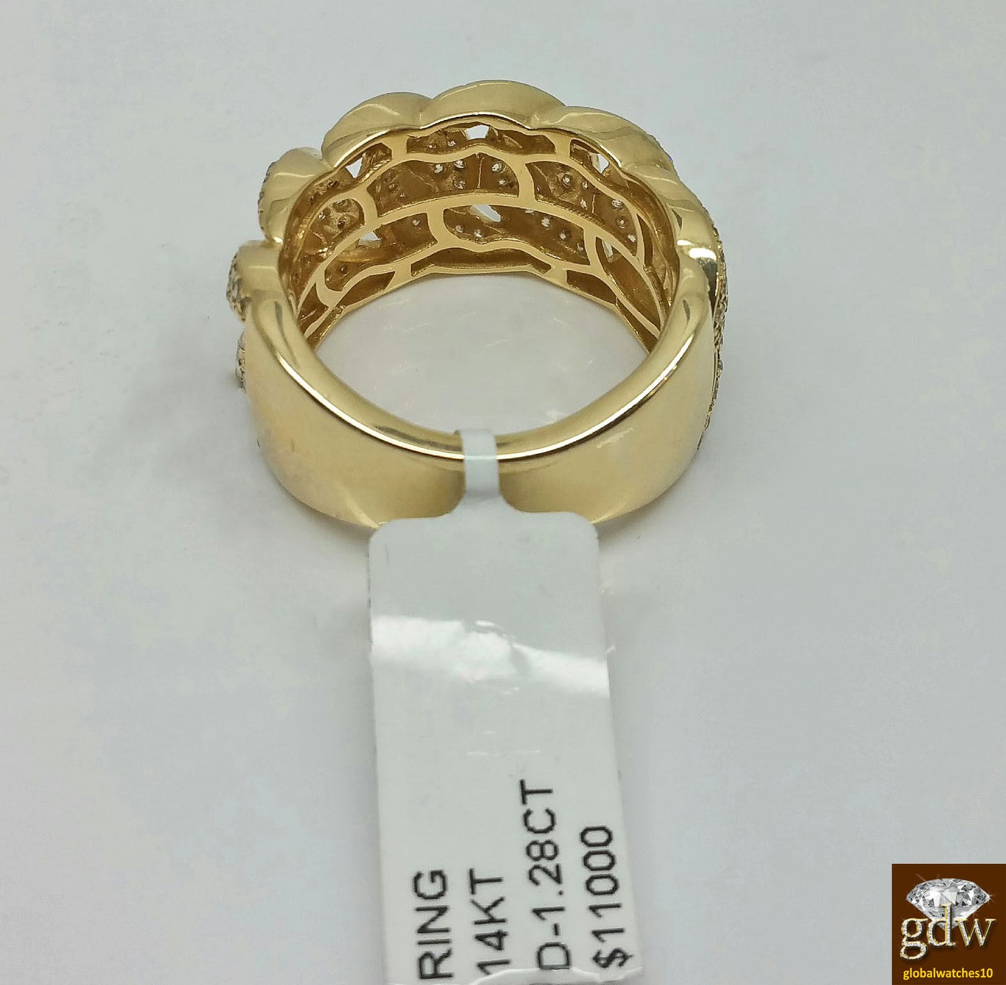 Solid 14k Yellow Gold Diamond Ring Band Cuban Style Men 1.28 CT Genuine