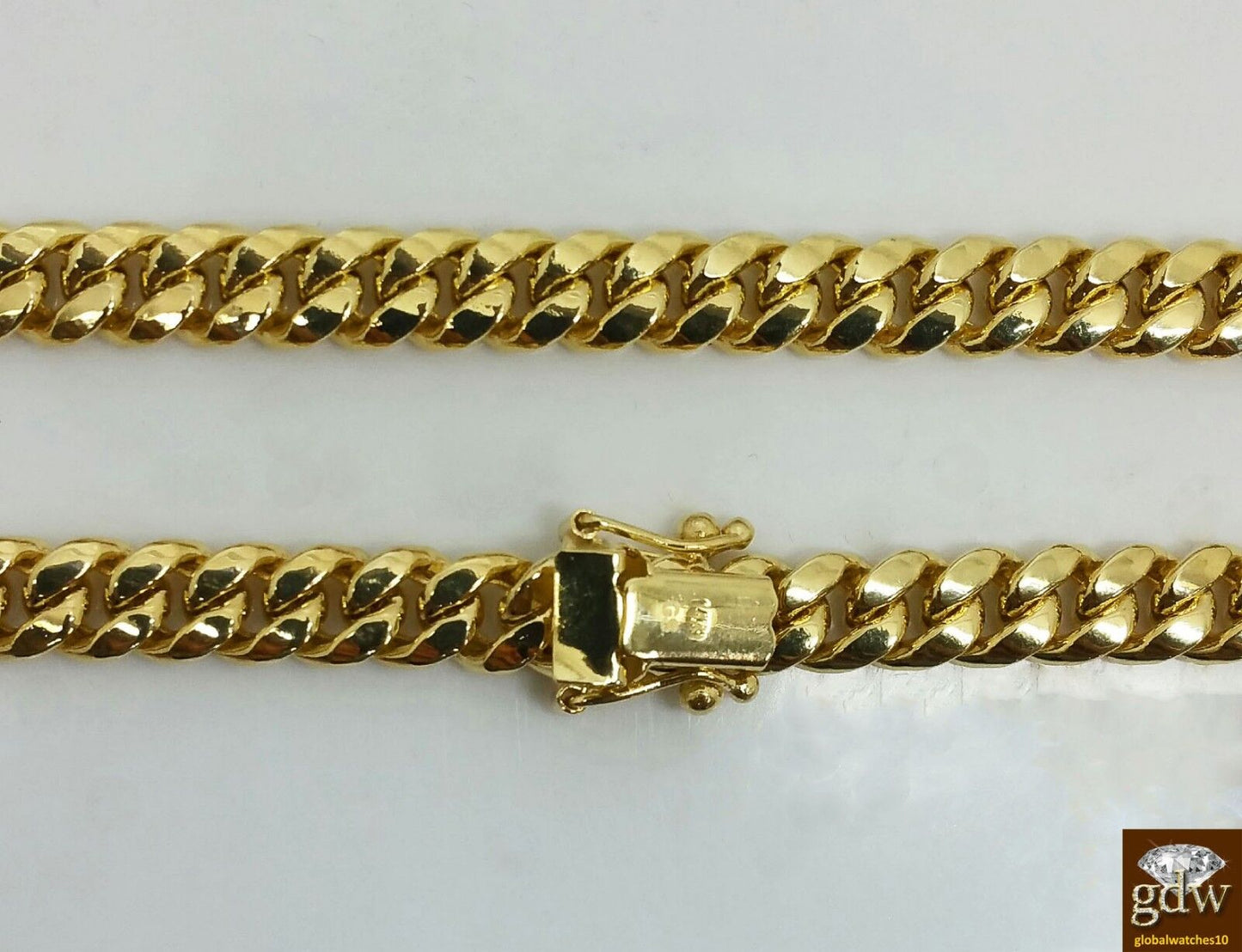 Real 14k Gold Chain 7mm Miami Cuban Link Chain 22" inch Box Lock Gold For Men's