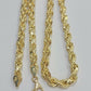 7mm Rope Chain 20"-30" Real 10kt Yellow Gold Necklace Men's Diamond Cut Lobster