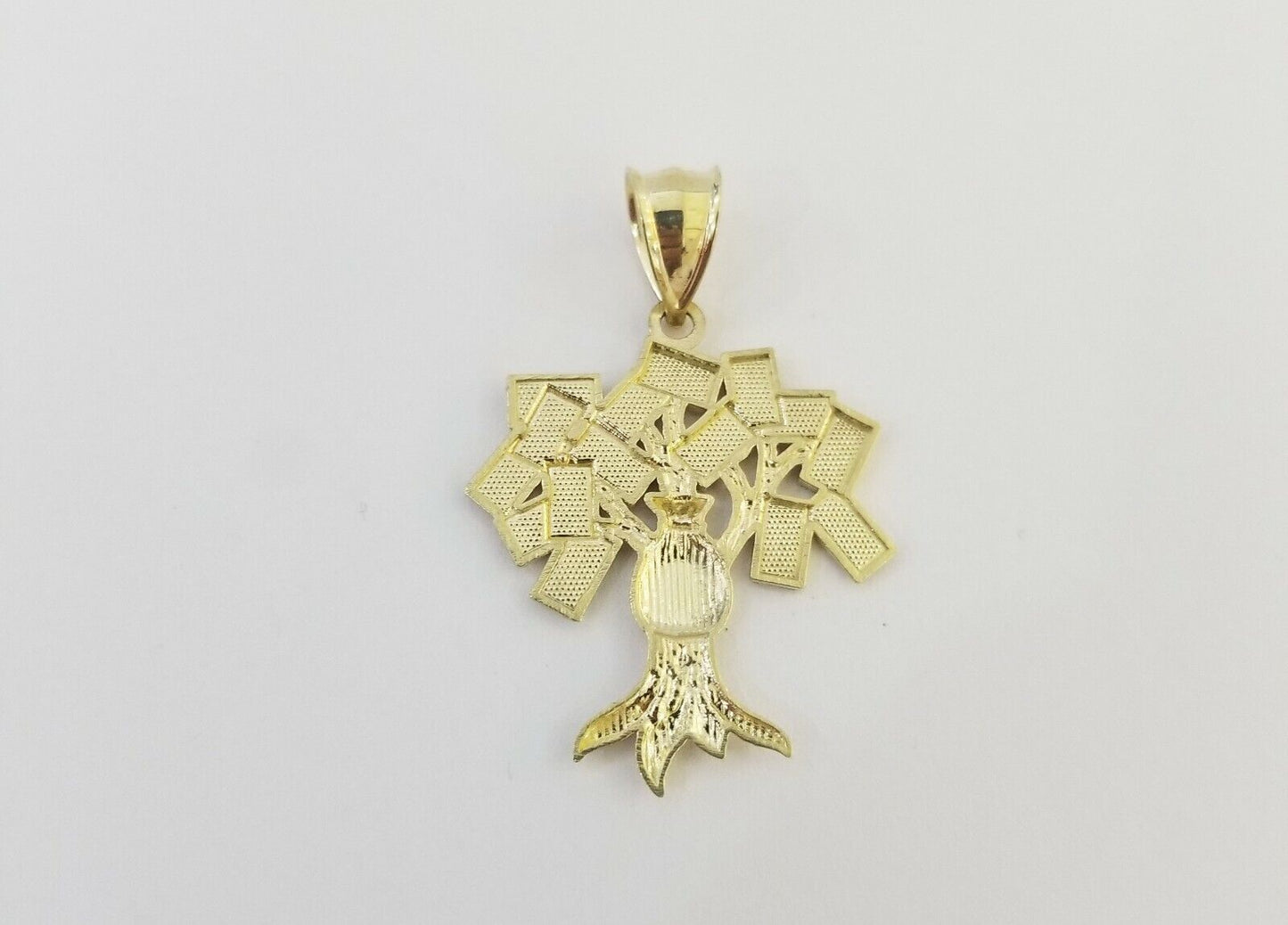 10k Yellow Gold Money Tree Pendant with 18 inch rope chain 3mm 10kt gold set