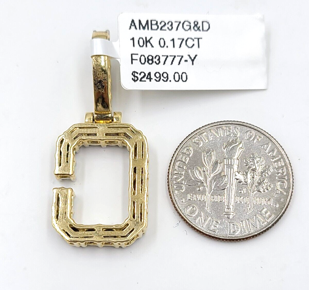 Real 10k Gold & Diamond Letter "C" Initial Alphabet Charm/Pendant 1.25".