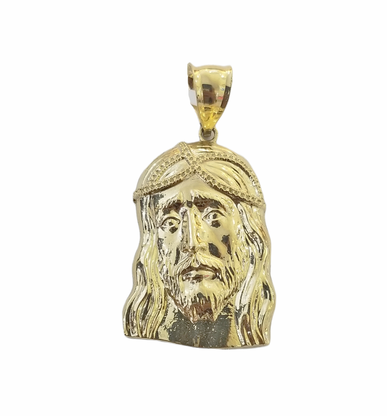 Real 10K Yellow Gold Jesus Head Pendent Charm 1" Inch Jesus Face 10kt