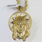 10k Gold Rope Chain & Jesus Head Charm SET 5mm 22 Inches Necklace
