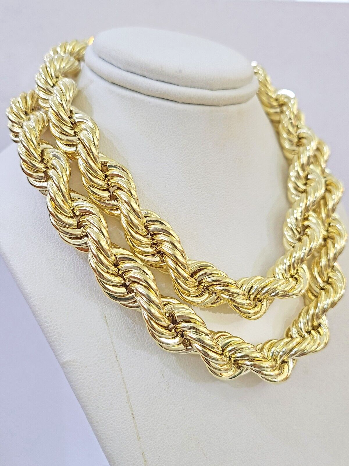 10k Real Yellow Gold Rope Chain Thick 12mm Men Chain 28 Inches Genuine