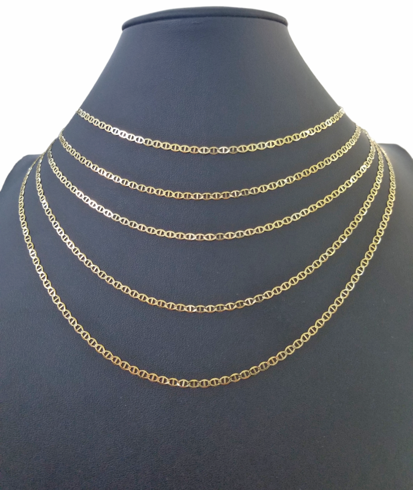 Real 10k Yellow Gold Mariner Anchor Link Chain  3mm  Necklace 16"-24" Inch