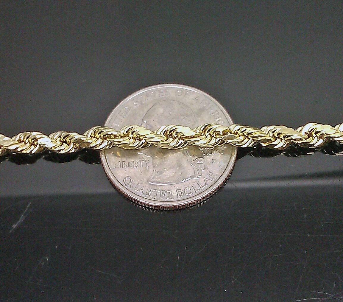 SOLID 10k Yellow Gold Rope Chain Diamond Cut 4mm 18" Ladies Brand new Chain Real