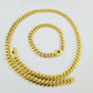 Real 10k Gold Miami Cuban Link Royal 9mm Monaco chain and Bracelet Set ,Necklace