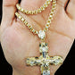 Real 10k Yellow Gold Jesus Cross Charm Pendant with 26 Inch Byzantine Chain