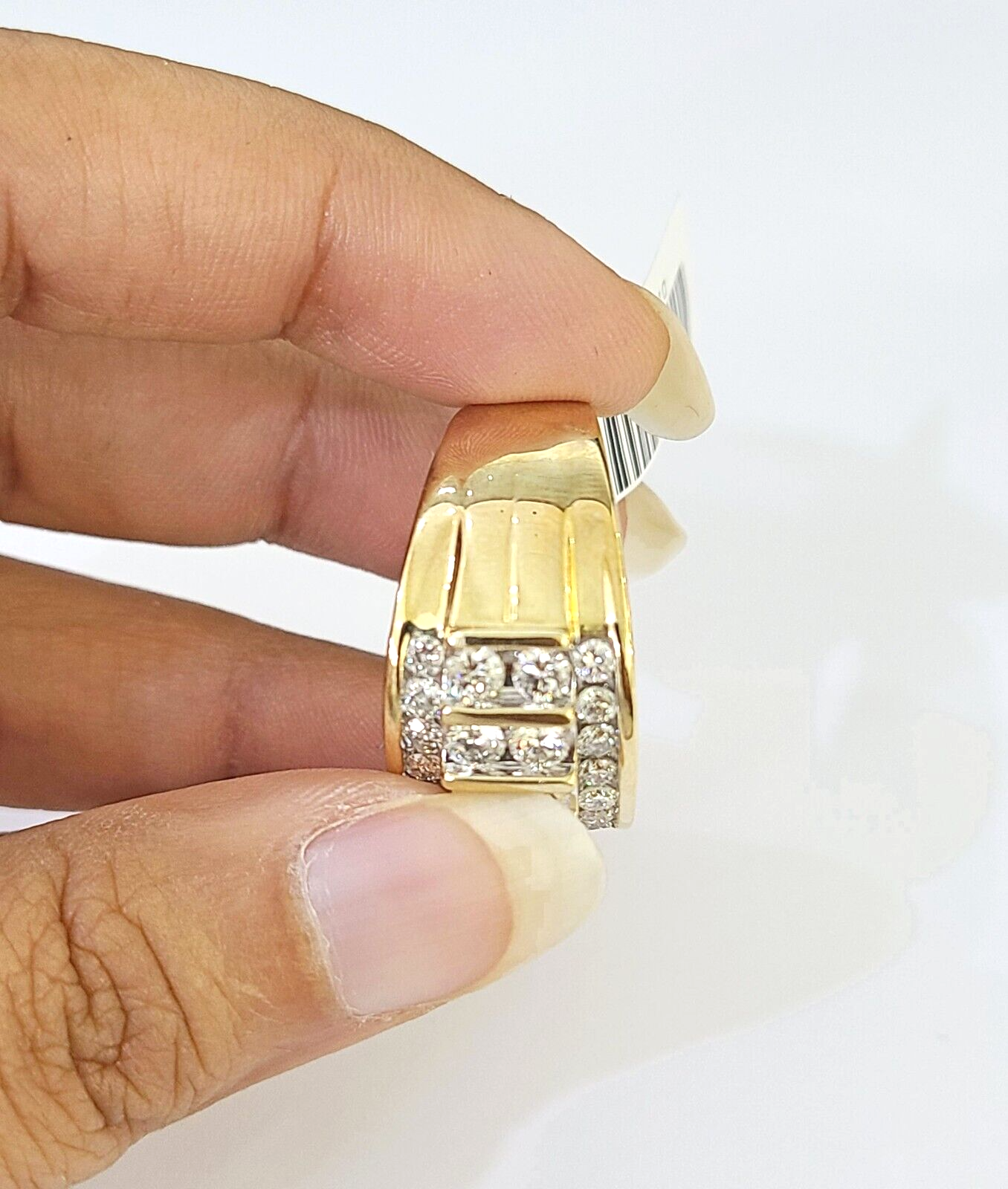 Real 10k Yellow Gold White Diamond Mens Ring Genuine Natural Creation