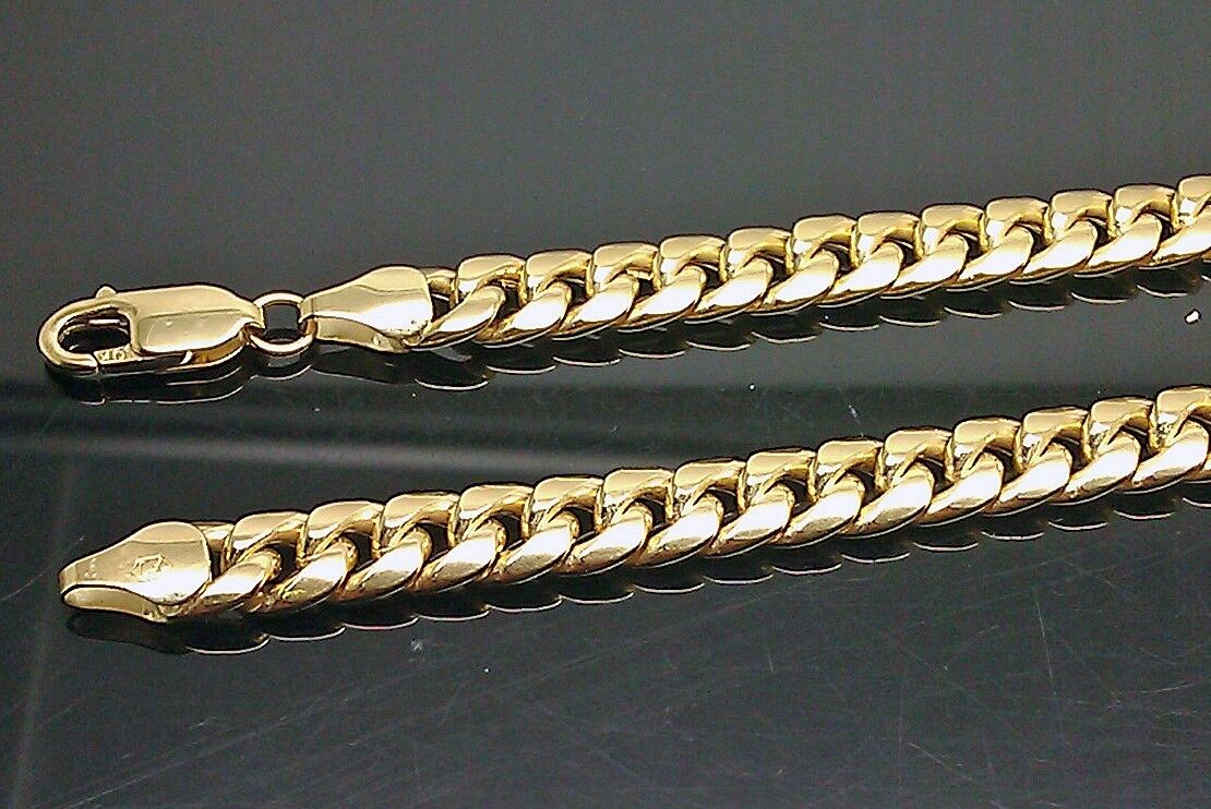 Real 10k Gold Miami Cuban Chain 7mm Necklace 30 Inch Box Lock 10kt Yellow Gold