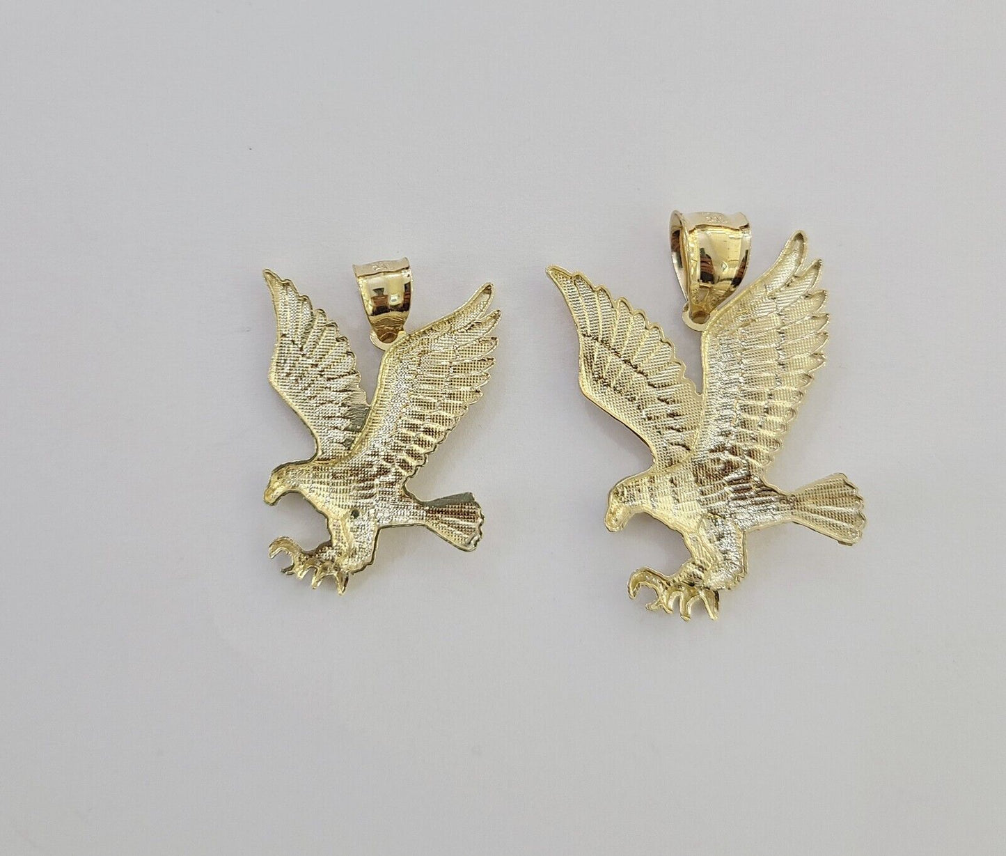 10K Yellow Gold Flying Eagle Charm 1 - 2" Inch Bird Pendent Real 10kt