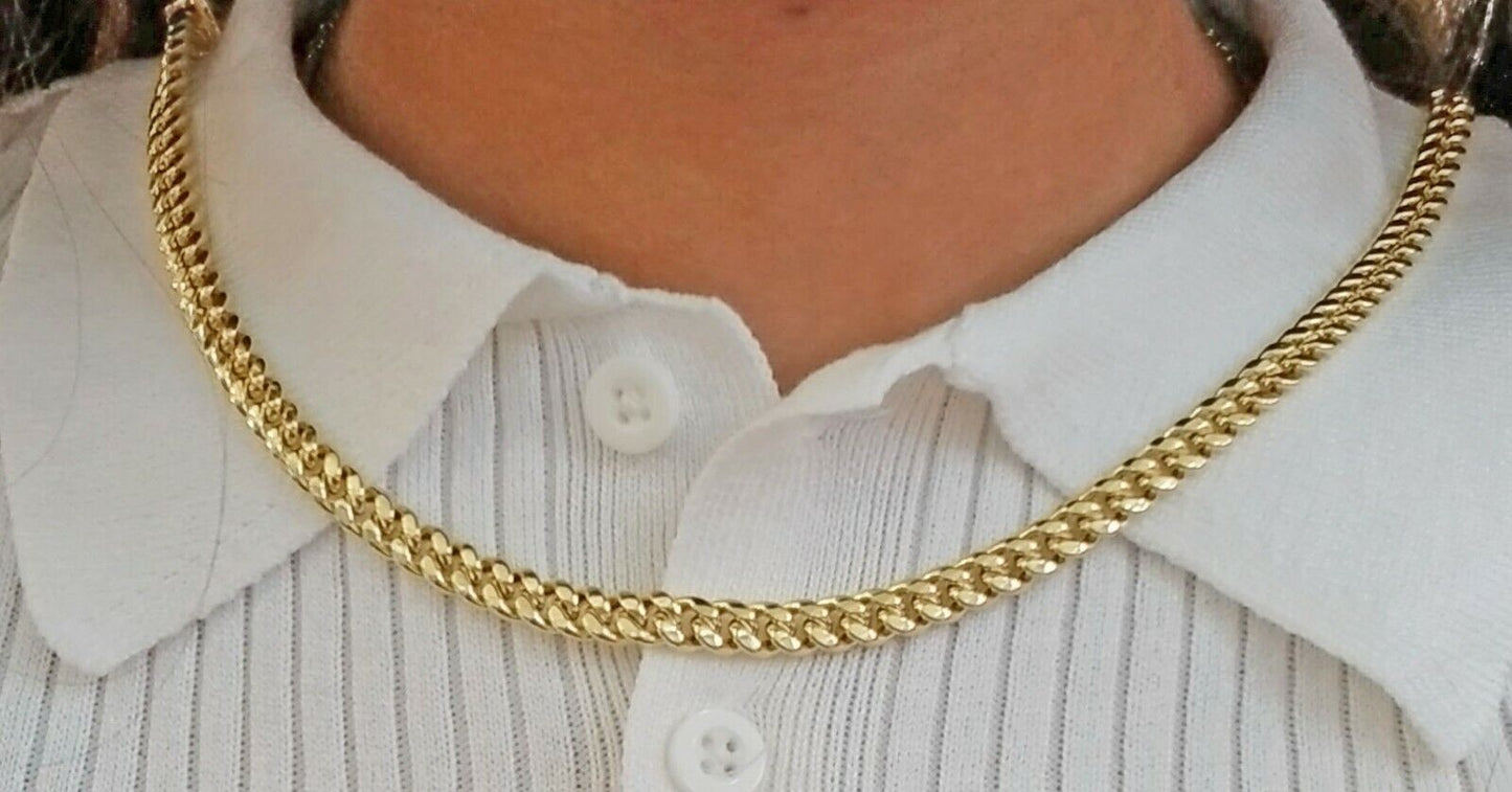 Real 10k yellow Gold Men Necklace chain 7mm 20" Miami Cuban Chain Box Lock