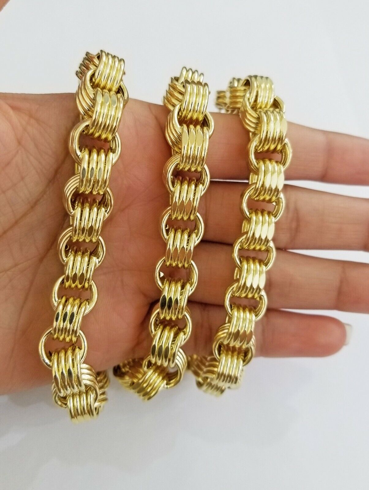 Real 10k Gold Byzantine Chain 11mm 26" Inch Men's yellow gold necklace 10kt