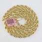 14K Yellow Gold 4mm Rope Chain 20 inch Diamond cut necklace Real 14KT