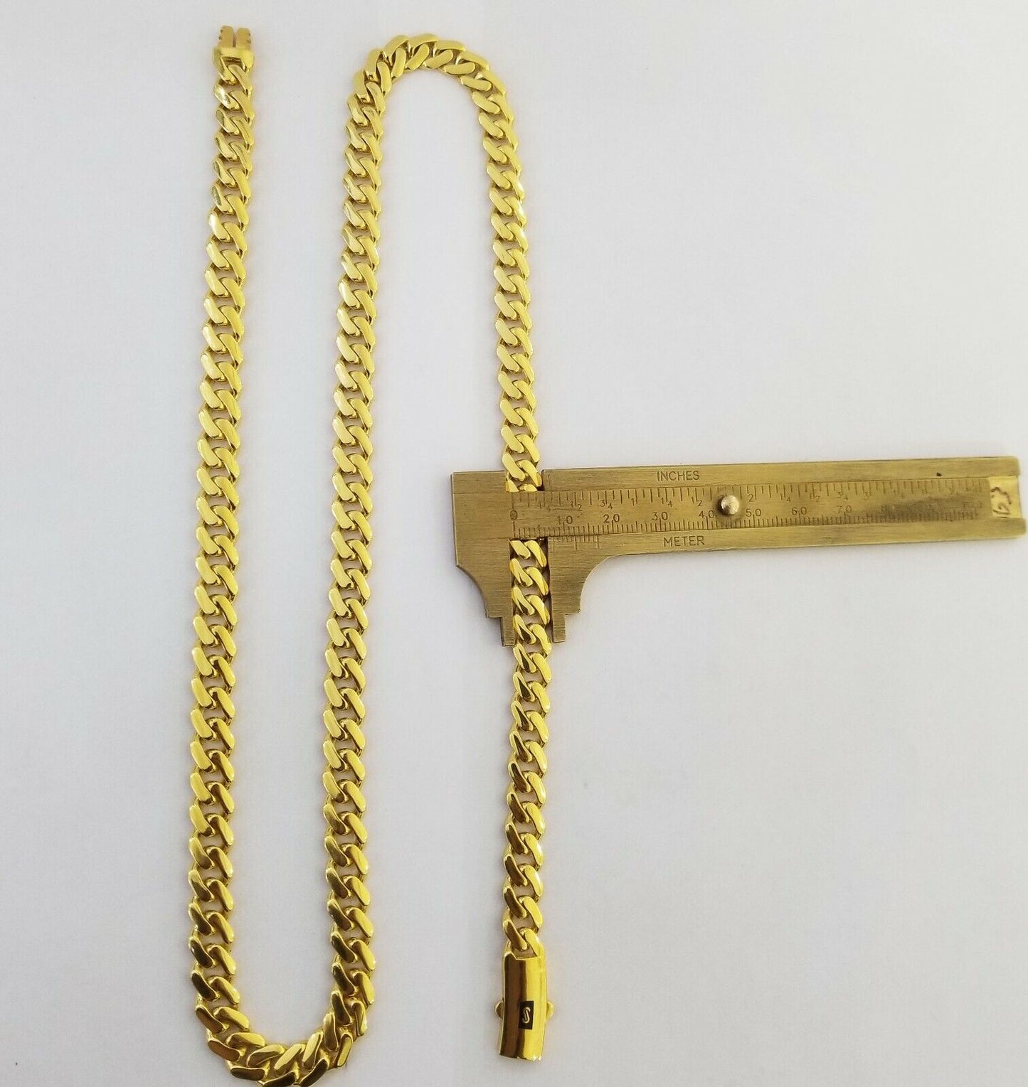 Real 10k Gold Miami Cuban Link Royal 8mm Monaco chain and Bracelet Set