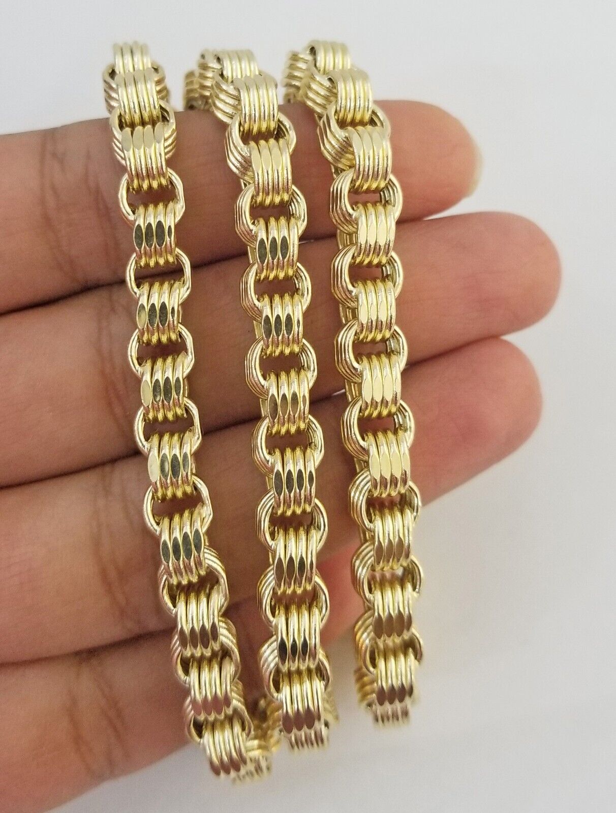 REAL 10k Yellow Gold Byzantine Chain Men's Necklace 6.5mm 24 Inch, 10kt gold