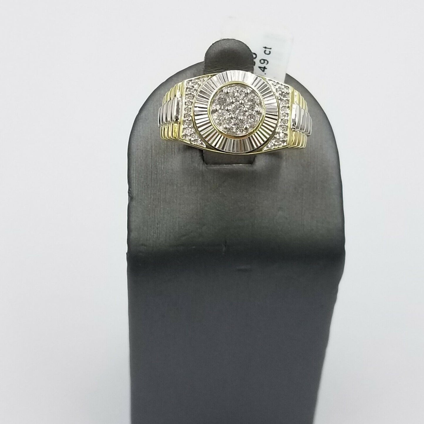 Mens Ring 10K Yellow White Gold 1/2CT Diamond Band REAL GOLD DIAMOND Sizable ,10