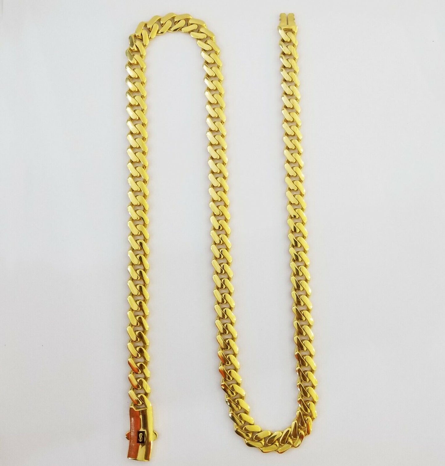 Real 10k Miami Cuban Link Monaco Chain 9mm 24" inch Box Clasp 10kt Gold necklace