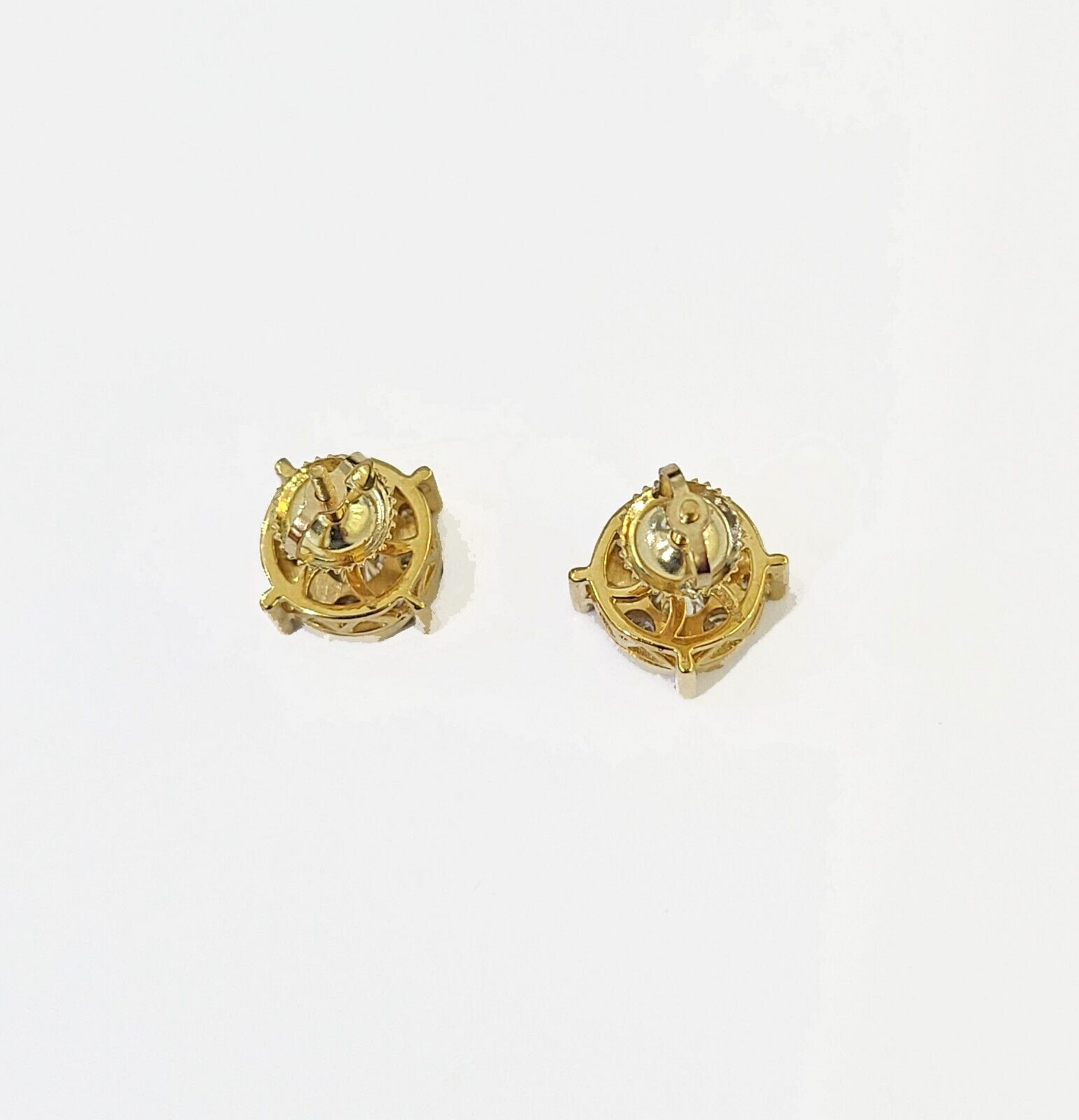 10k Yellow gold Earring with Real 0.99CT diamond screw-bag ,Women studs