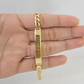 10k Yellow Gold 8" Inch Cuban Link ID Bracelet 6mm Lobster Clasp Real 10Kt