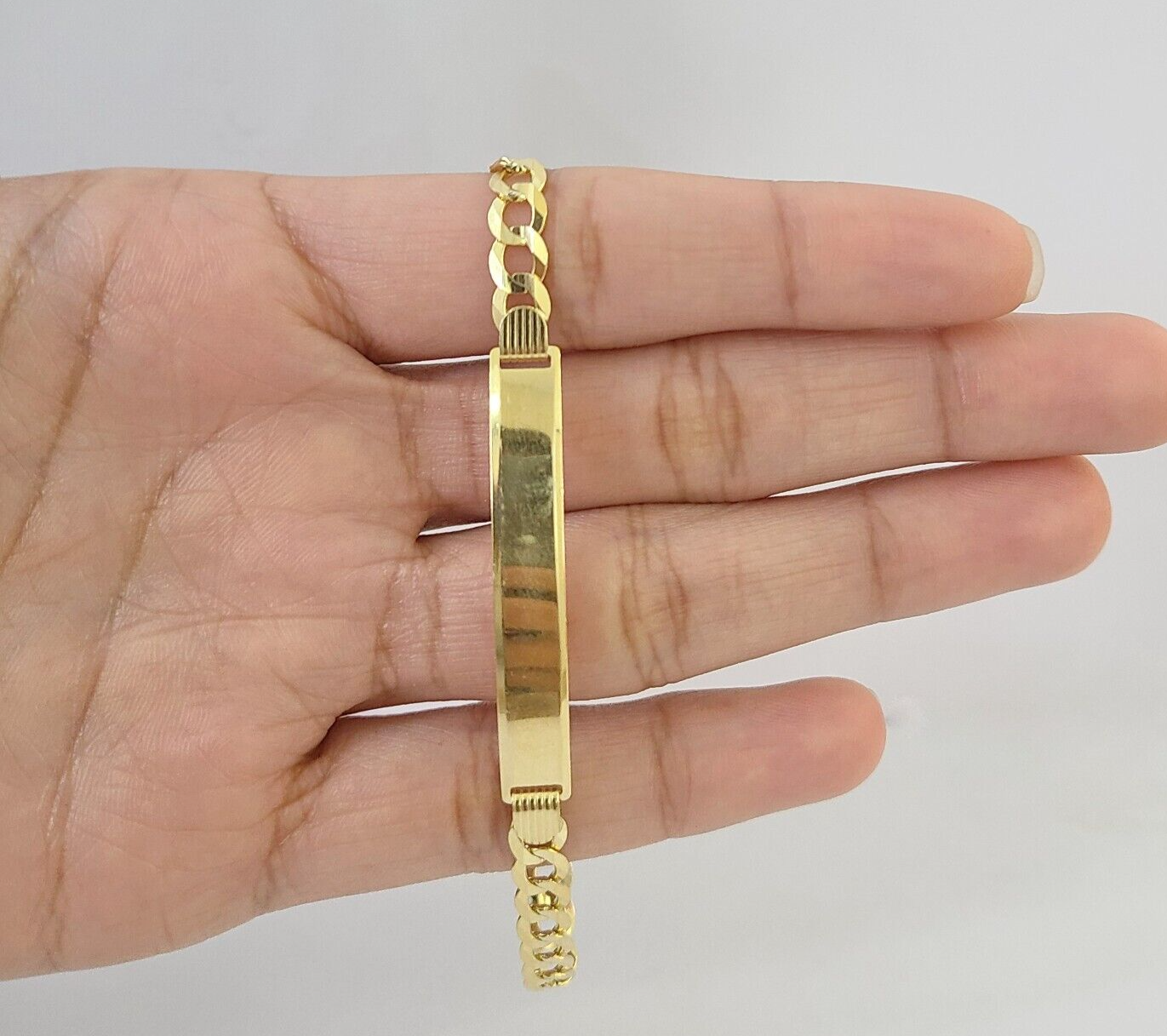 10k Yellow Gold 8" Inch Cuban Link ID Bracelet 6mm Lobster Clasp Real 10Kt