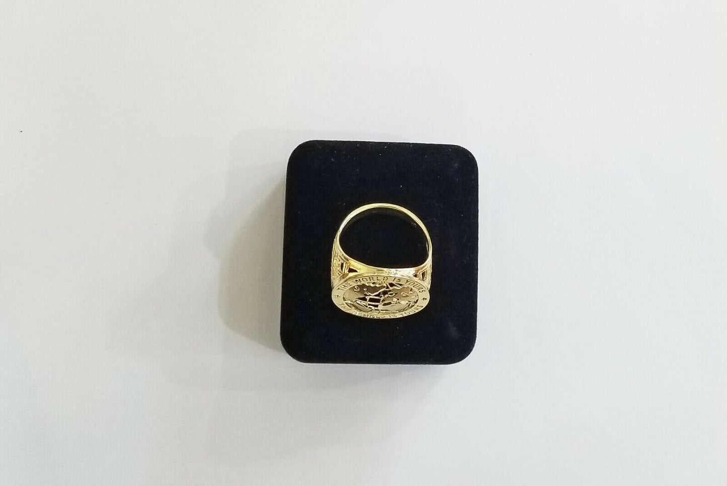 10k Men world is your gold Ring Sizable casual circle gold Band 10kt