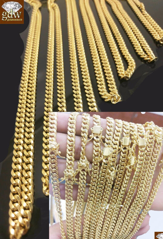 10k Gold Miami Cuban chain Necklace Real  20 22 24 28 30 Inch 6mm Box Lock