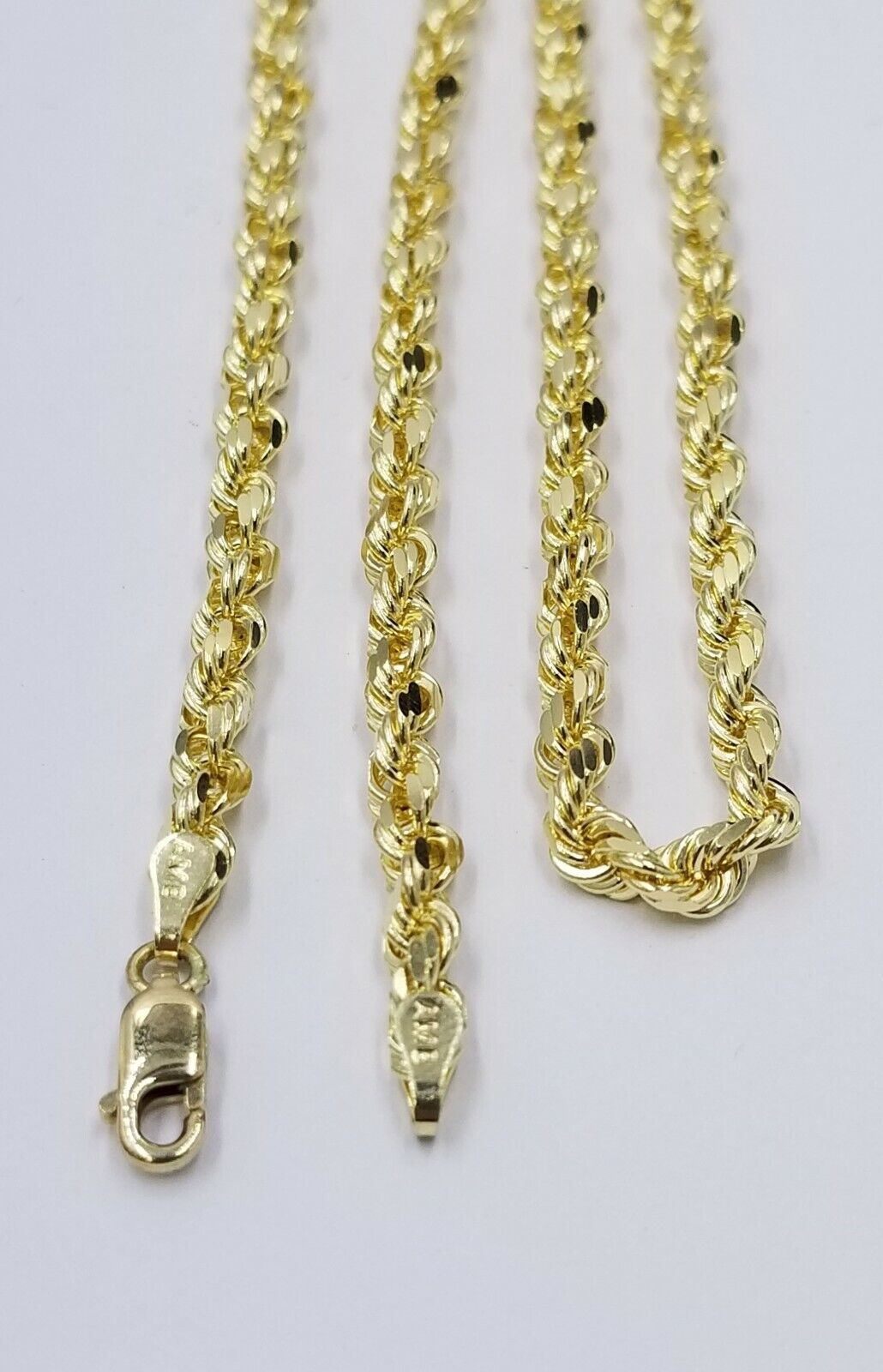 10k Real Gold Rope Chain For Men SOLID 5mm 24 Inch Diamond Cut On Sale